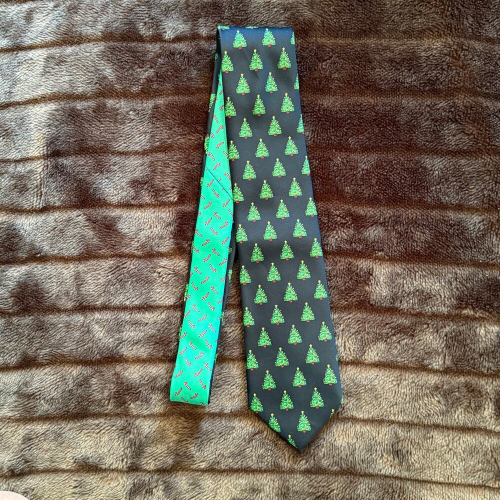 Noel Holiday Collection Contrast Prints‎ Christmas Trees/Candy Canes Necktie Tie